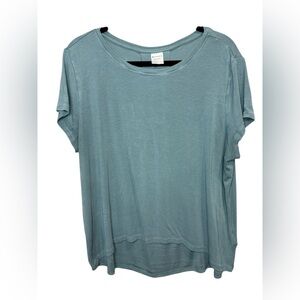 Ribbed Teal Athleta Short Sleeve Crew Neck Size Medium